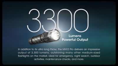 Image showing 5 th Nitecore MH12 Pro 3300 Lumen UHi40 LED Rechargeable Flashlight