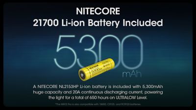 Image showing 7 th Nitecore MH12 Pro 3300 Lumen UHi40 LED Rechargeable Flashlight