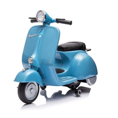 Freddo 12V Kids' Vespa Electric Ride-On Scooter, FR6153-BLUE