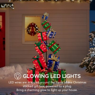 Image showing 6 th SunjoyChristmas Lighted Stacked Gift Box