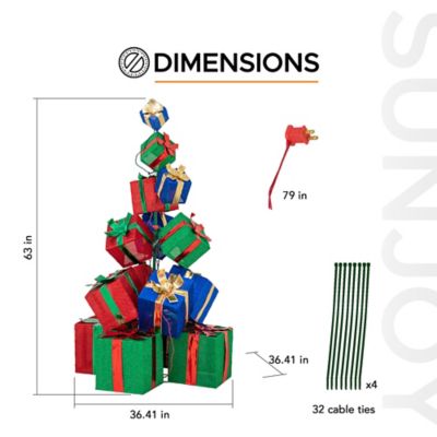 Image showing 7 th SunjoyChristmas Lighted Stacked Gift Box