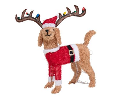 Sunjoy Christmas Lighted Fabric Dog