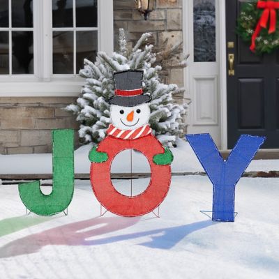 Image showing Christmas Lighted Joyous Snowman