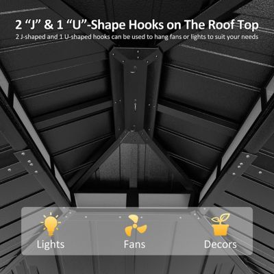 Image showing 4 th Veikous 12 x 10ft. Metal Double Hardtop Gazebo with Galvanized Steel Roof and Textilene Netting