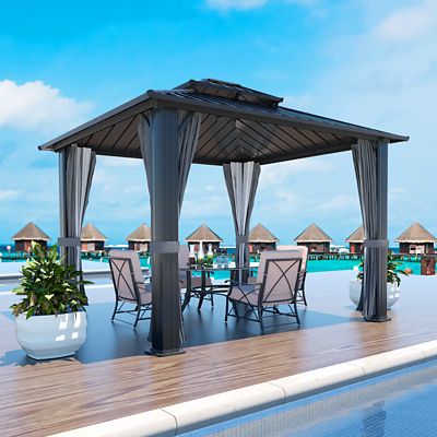 Veikous Outdoor Hardtop Gazebos Canopy for Deck BackYard Heavy Duty Sunshade Outside Metal Patio Permanent Pavilion