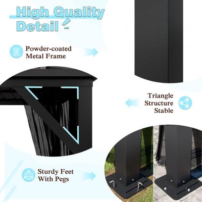 Image showing  16 ft. x 12 ft. Aluminum Double Hardtop Gazebo with Black Netting