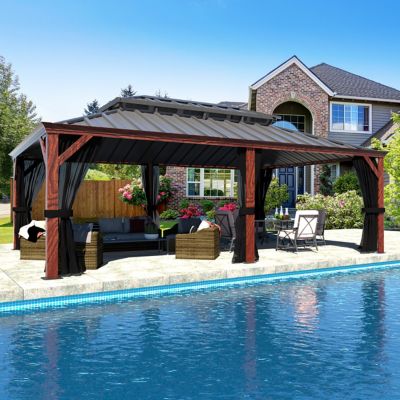 Veikous Patio Hardtop Gazebo with Galvanized Steel Double Roof and Aluminum Frame For Patio and Lawns