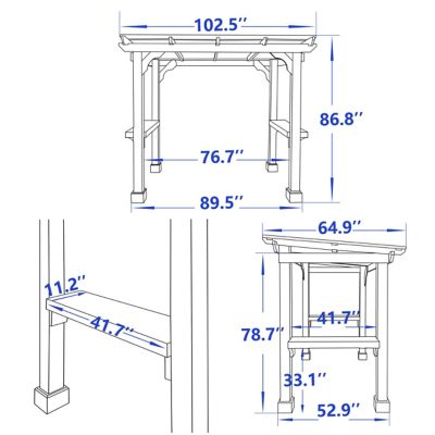 Image showing  8 x 5ft. Wooden Grill Gazebo with Steel Roof for Outdoor
