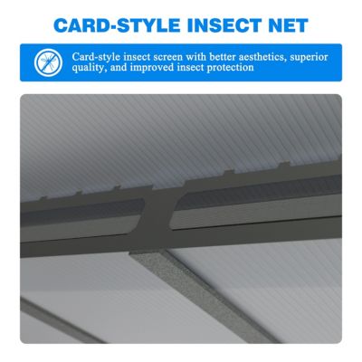 Image showing 6 th Veikous 16 x 12ft. Aluminum Gazebo Polycarbonate Double Top Roof with Black Netting