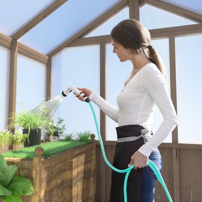 Image showing  6 x 8 ft. Wooden Garden Plant Greenhouse for Outdoors with Polycarbonate Panels and Roof Vent