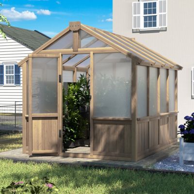 Image showing 8 th Veikous 6 x 8ft. Wooden Garden Plant Greenhouse for Outdoors with Polycarbonate Panels and Roof Vent