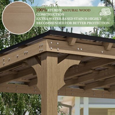 Image showing  12 ft. W x 10 ft. D Wooden Grill Gazebo Outdoor with Steel Roof