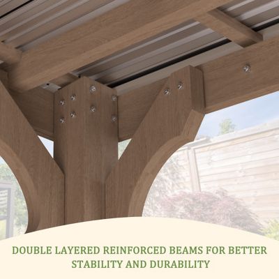 Image showing  12 ft. W x 10 ft. D Wooden Grill Gazebo Outdoor with Steel Roof