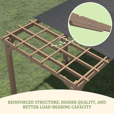 Image showing  12 ft. W x 10 ft. D Wooden Grill Gazebo Outdoor with Steel Roof