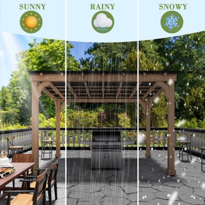 Image showing 5 th Veikous 12 x 10ft. Wooden Grill Gazebo Outdoor with Steel Roof