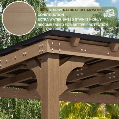 Image showing 8 th Veikous 12 x 10ft. Wooden Grill Gazebo Outdoor with Steel Roof