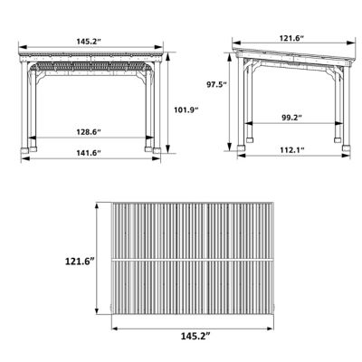 Image showing 9 th Veikous 12 x 10ft. Wooden Grill Gazebo Outdoor with Steel Roof