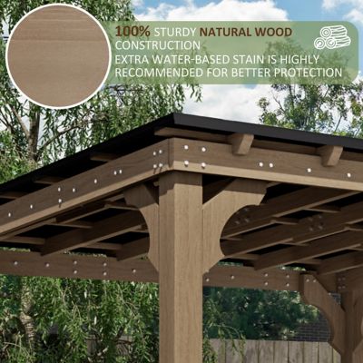 Image showing  20 ft. W x 10 ft. D Wooden Grill Gazebo Outdoor with Steel Roof