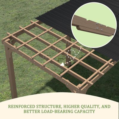 Image showing  20 ft. W x 10 ft. D Wooden Grill Gazebo Outdoor with Steel Roof
