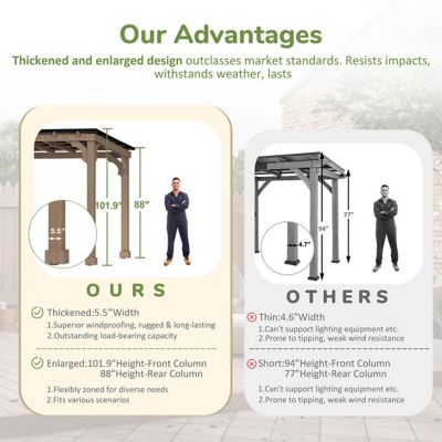 Image showing 7 th Veikous 20 W x 10 D ft. Wooden Grill Gazebo Outdoor with Steel Roof