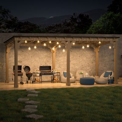 Image showing 8 th Veikous 20 W x 10 D ft. Wooden Grill Gazebo Outdoor with Steel Roof