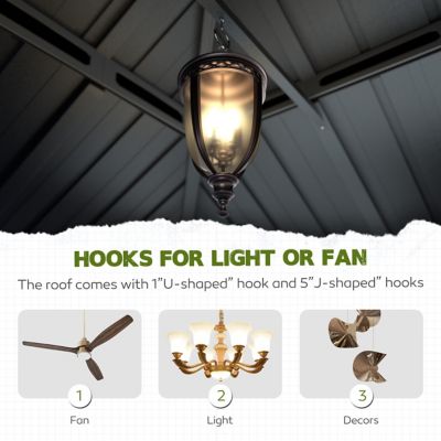 Image showing  24 x 14 FT Wood Grain Aluminum Hardtop Gazebo Double Roof with Netting