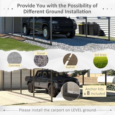 Image showing 5 th Veikous 12 x 20ft. Carport Steel Car Canopy and Shelter, White