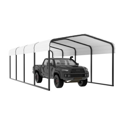 Image showing 7 th Veikous 12 x 20ft. Carport Steel Car Canopy and Shelter, White
