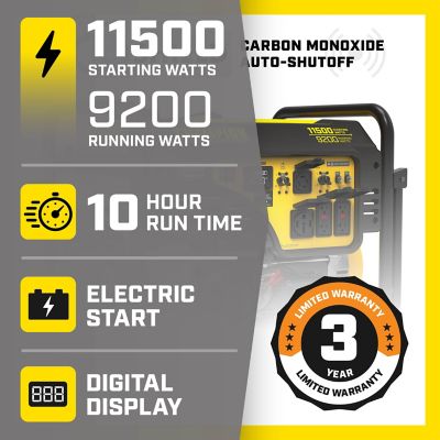 Image showing  11,500-Watt Electric Start Home Backup Portable Generator with CO Shield