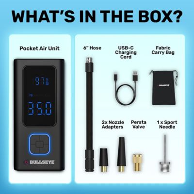 Image showing 6 th Bullseye Pocket Air 3000mAh 100 PSI Electric Air Compressor Portable Tire Inflator