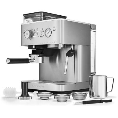 Image showing 6 th KitchenAid Semi Automatic Espresso Machine with Burr Grinder, KES6551SX