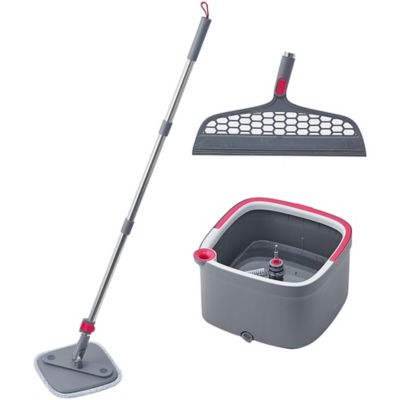 True & Tidy Clean Mop and Bucket System with Floor Sweeper Deluxe Set