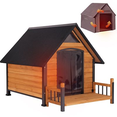 Aivituvin AIR80-L-IN Large Insulated Dog House with Liner Inside and Iron Frame