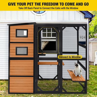 Image showing  AIR54-B Outdoor Cat Enclosure Large Pet Enclosure with Brown Color