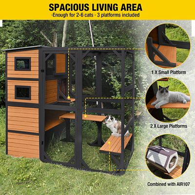 Image showing  AIR54-B Outdoor Cat Enclosure Large Pet Enclosure with Brown Color