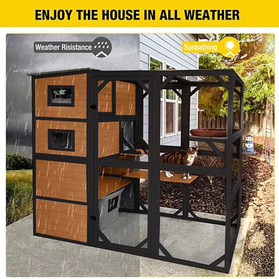 Image showing  AIR54-B Outdoor Cat Enclosure Large Pet Enclosure with Brown Color