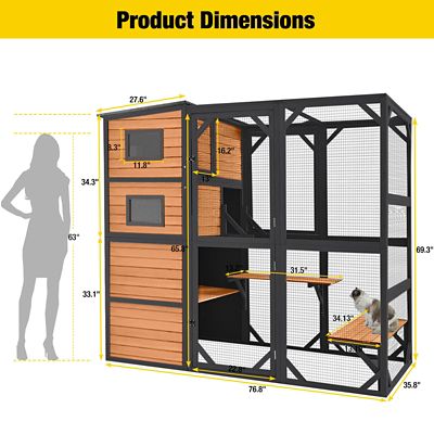Image showing 5 th Aivituvin AIR54-B Outdoor Cat Enclosure Large Pet Enclosure with Brown Color