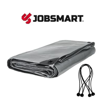 Image showing  8 ft. x 10 ft. Heavy-Duty Tarp with Bungees, Black/Silver