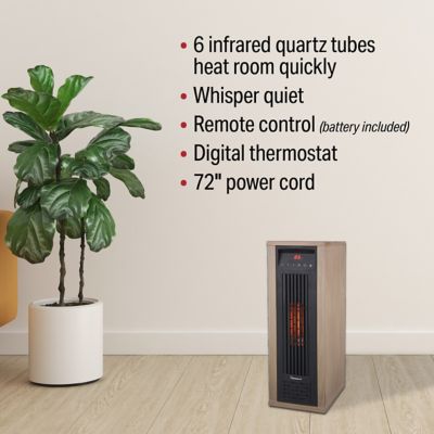 Image showing  Electric 24 in. 1,500/1,000W Digital 6 Tube Infrared Heater with Remote
