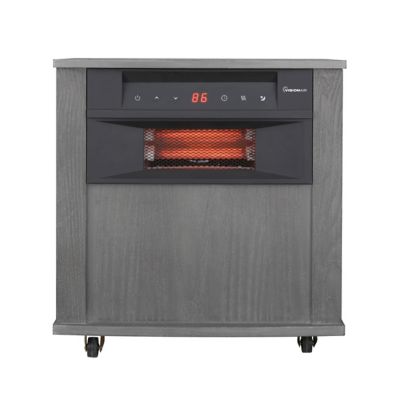 VisionAir 18 in. 1500/1000W Digital 6 Tube Infrared Heater with Remote Grey wood finish