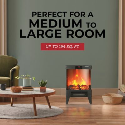 Image showing  21 in. 1500/750W Fan-forced Electric Fireplace Heater With Flame Effect