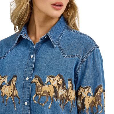 Image showing  Women's Boyfriend Western Snap Shirt