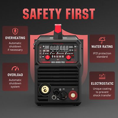 Image showing  200 Amps 110/220 V Dual Voltage, Large Digital Display, MIG/Flux/Lift TIG/ARC 4 in 1 Multi-process Aluminum Welder