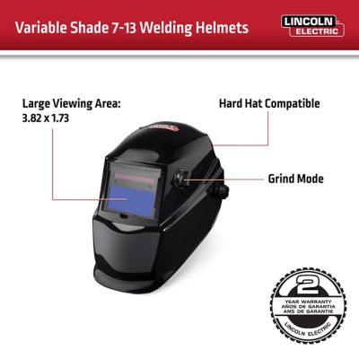 Image showing  Auto-Darkening Welding Helmet with Variable Shade Lens 7-13 (1.73 x 3.82 in. Viewing Area), Black Glossy Design