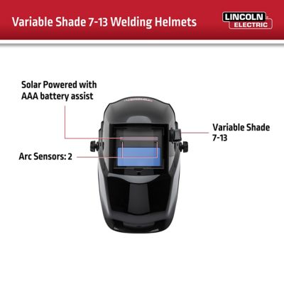 Image showing  Auto-Darkening Welding Helmet with Variable Shade Lens 7-13 (1.73 x 3.82 in. Viewing Area), Black Glossy Design