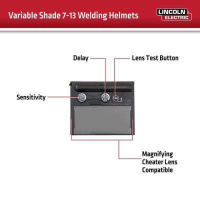 Image showing  Auto-Darkening Welding Helmet with Variable Shade Lens 7-13 (1.73 x 3.82 in. Viewing Area), Black Glossy Design