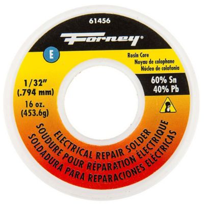 Forney Solder, Electrical Repair, Rosin Core, 1/32 in, 16 Ounce, 61456