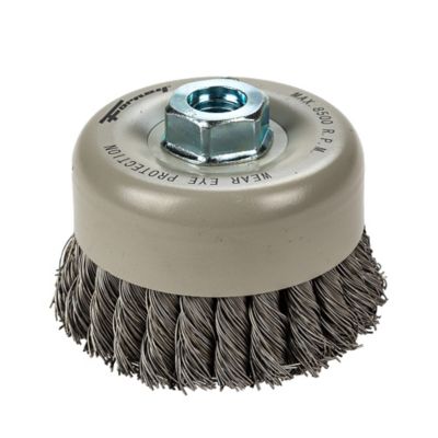Forney Command PRO Cup Brush, Knotted, Double Row, 4 in x .020 in x 5/8 in - 11