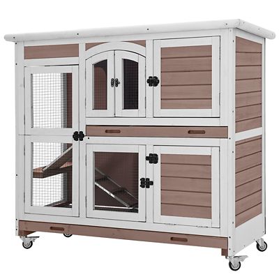 Aivituvin AIR06-D 2 Story Rabbit Hutch On Wheels (Inner Space 8.32 sq. ft.)