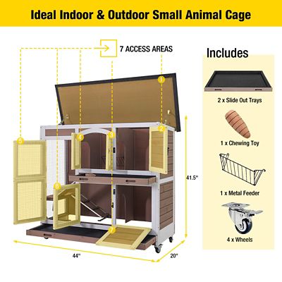 Image showing  AIR06-D 2 Story Rabbit Hutch On Wheels (Inner Space 8.32 sq. ft.)